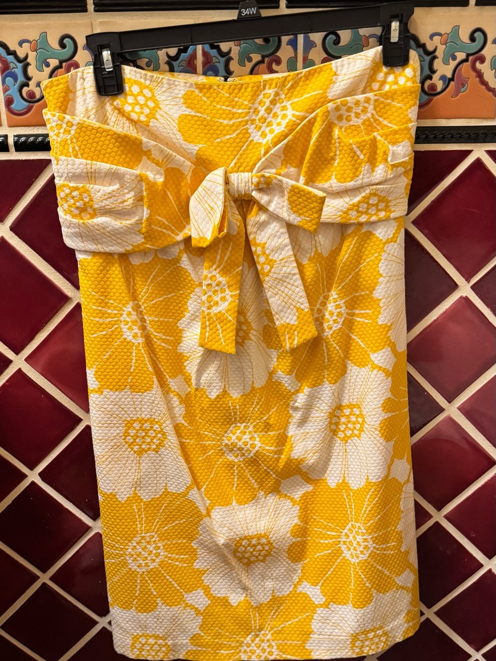 kate spade Yellow and White Floral Tie-Front Pencil Skirt